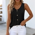 thumbnail image 5 of ClodeEU Women's Crochet Lace V Neck Sleeveless Button Blouse ,Solid Color Casual Tank Top Black,Women's Plus XL, 5 of 9