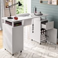 thumbnail image 3 of Advwin Manicure Table Nail Desk for Nail Tech with Dust Collector, Wrist Rest, Lockable Wheels, UV Gel Compartment, Storage Cabinet for Home & Salon, White, 3 of 10