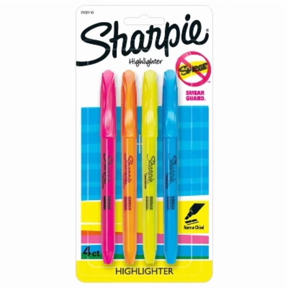 Pocket 4pk Highlighters Narrow Chisel Tip Multicolored