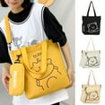 thumbnail image 2 of Canvas Tote Bag Bear Pattern Adjustable Strap Large Capacity Cute Kids Crossbody Bag for School, 2 of 10