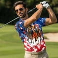 thumbnail image 3 of Binienty Patriotic Horse His and Hers Matching Outfits Versatile Short Sleeve Golf Skort and Short Sleeve Shirt Set for Women and Men Watercolor Workout Sports Golf Course Wear, 3 of 7