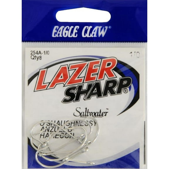 Eagle Claw 254AH-1/0 O'Shaughnessy Non-Offset Hook, Sea Guard, Size 1/0 Hook