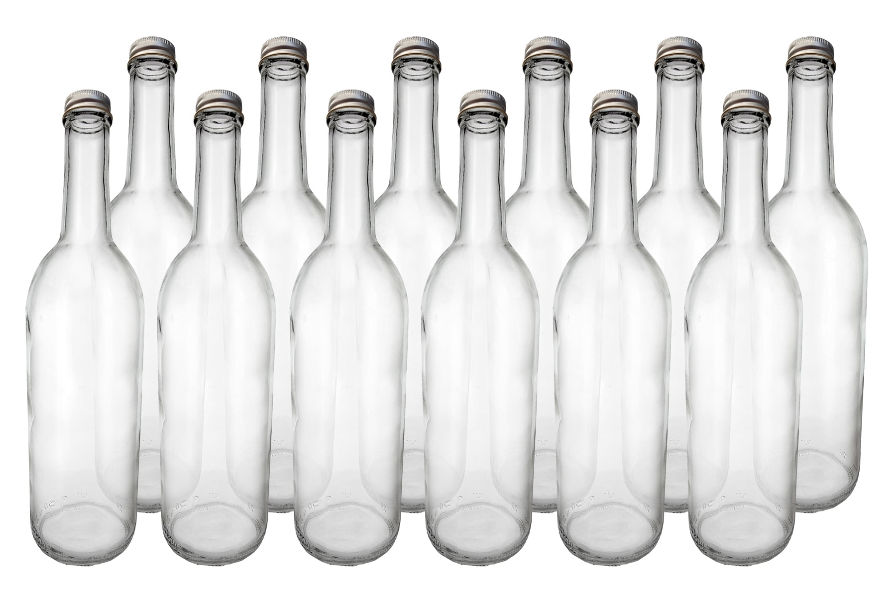 Home Brew Ohio 750ml Clear Screw Cap Wine Bottles w/28mm Silver Metal Screw Caps