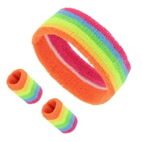 Vocoste 1 Set Soft Headband with Wristband Solid Color Headband for Sport Assorted Color