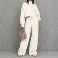 thumbnail image 4 of GILIGEGE Women's 2 Piece Outfits Lounge Set Zip Up Crop Mock Neck Sweatsuits,Long Sleeve Sweatshirt,Wide Leg Sweatpants,Oversized 2026 Fall Winter Streetwear Fashion Outdoor Travel Sweat Sets White S, 4 of 4