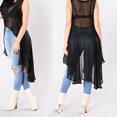 thumbnail image 2 of goowrom Women See Through Sheer Sleeveless Irregular Bowknot Shirt, 2 of 4