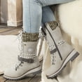 thumbnail image 5 of Dakaela Womens Combat Boots Mid Calf Winter Snow Boot with Side Zipper Lace up Lug Sole Low Wedge Motorcycle Outdoor Casual Shoes, 5 of 9