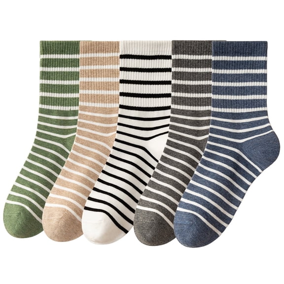 5 Pairs Womens Cute Flower Patterned Funny Novelty Cotton Crew Socks