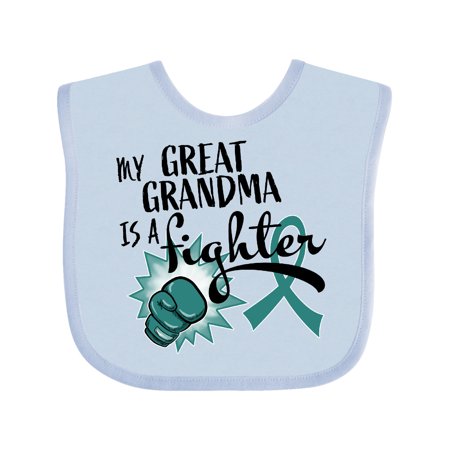 

Inktastic Ovarian Cancer Awareness My Great Grandma is a Fighter Gift Baby Boy or Baby Girl Bib