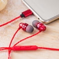 thumbnail image 4 of Injueey Puerto tipo C In-ear Super Bass Control de línea Auricular Teléfono Micrófono Auriculares con cable Cables de audio/vídeo Rojo, 4 of 5