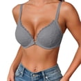 thumbnail image 5 of Women Lace Front Closure Underwire Bra Thin Cup Racerback Y-Strap T-Back Support Bra Floral Lace Push Up Everyday Comfort for Ladies(Grey,70B), 5 of 5