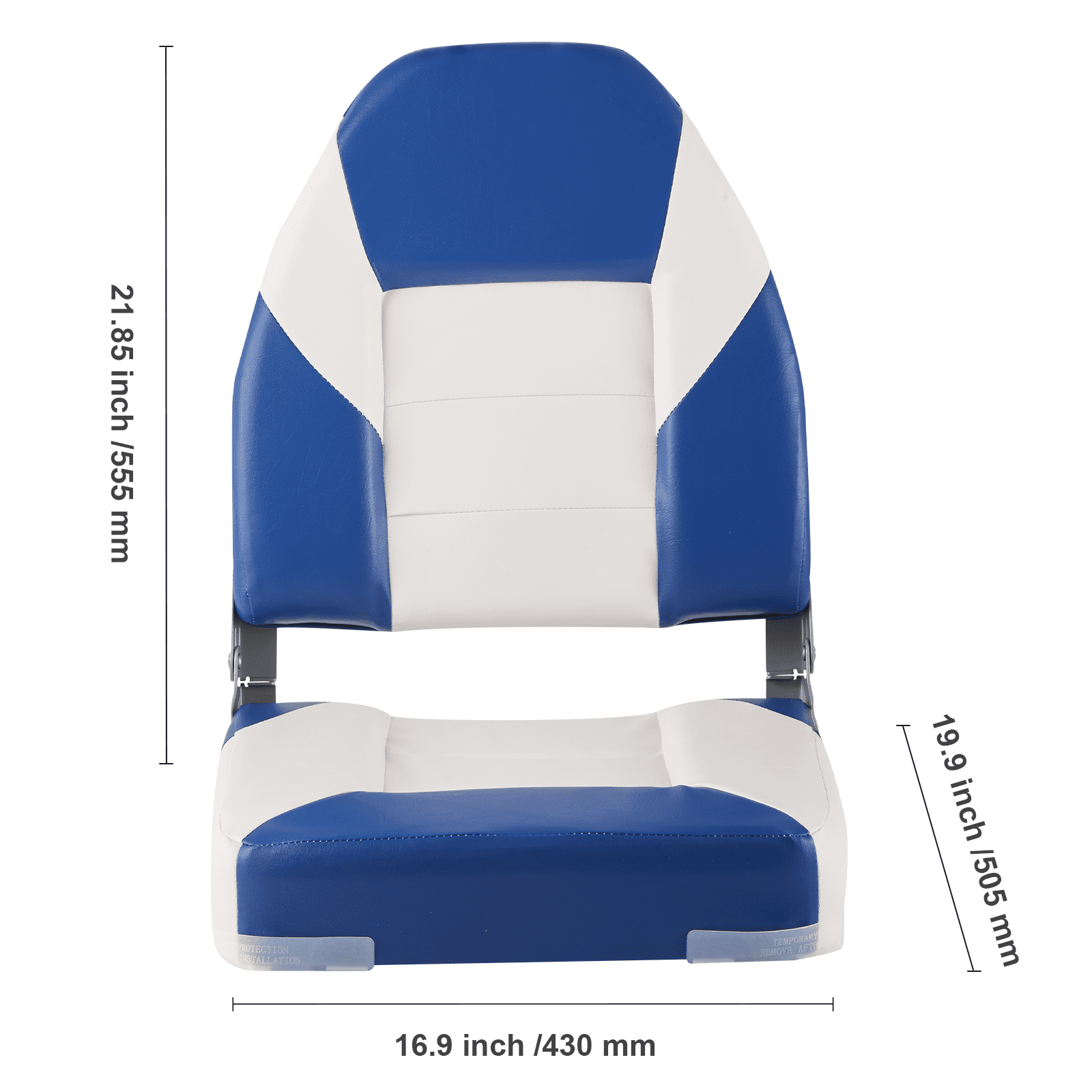 KFFKFF Marine Seats, 21.85" High-Back Folding Seats, Enhanced Sponge Cushion & Hinge Design, Foldable Captain Chairs for Fishing, Sightseeing, Speedboats & Canoes, Set of 2