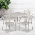 thumbnail image 2 of Bowery Hill 5 Piece 36" Square Steel Flower Print Patio Dining Set in Silver, 2 of 4