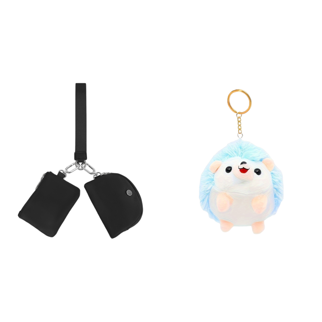 Mini cartera con cremallera alrededor de la muñeca multifuncional para viajes al aire libre negro