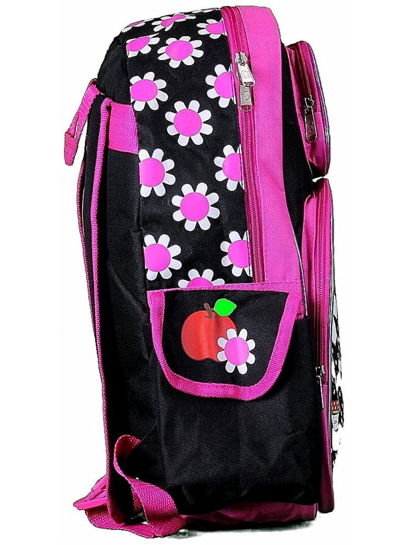 floral hello kitty backpack Hello Kitty Flowers Black and Pink Large School Backpack (16 Inch) for  Little Ones