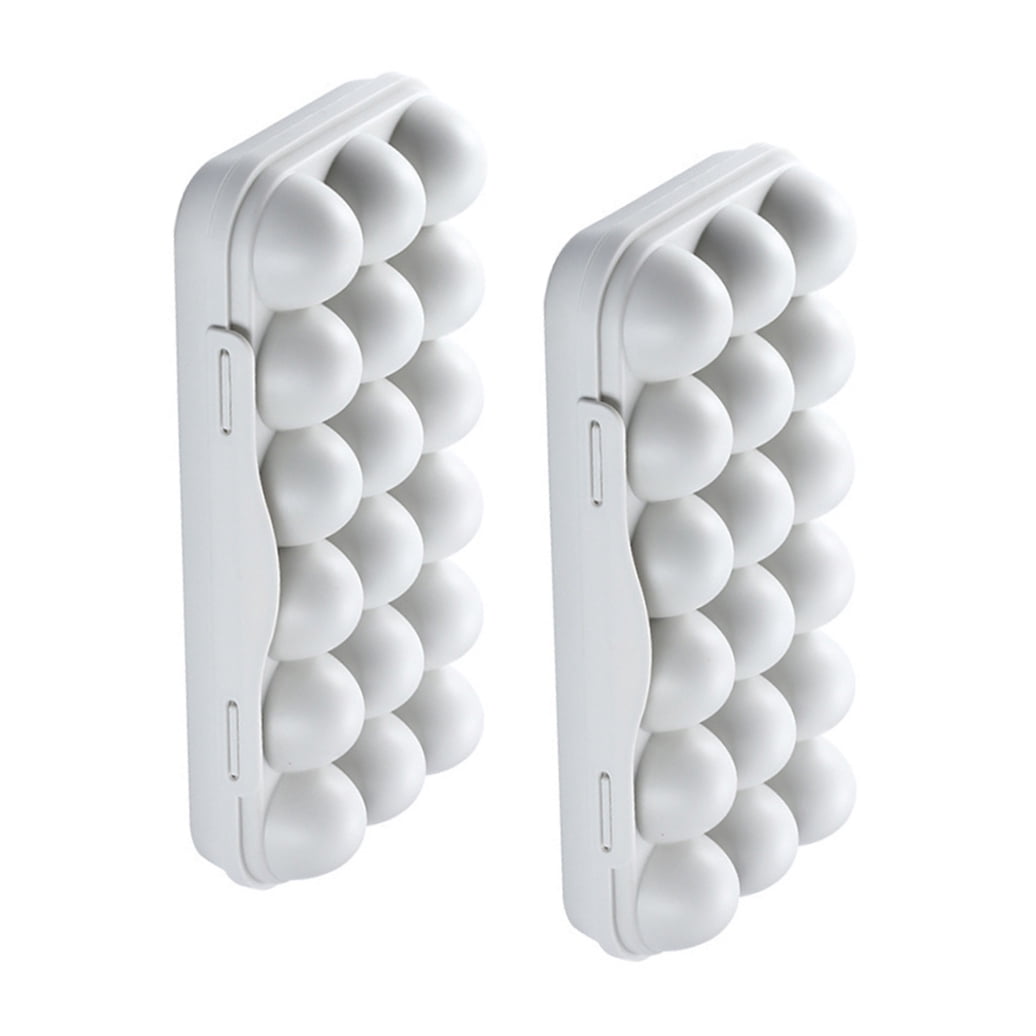 HONMEET 2Pcs Grey Egg Storage Container Plastic Tray 18 Grids Stackable Refrigerator Organizer