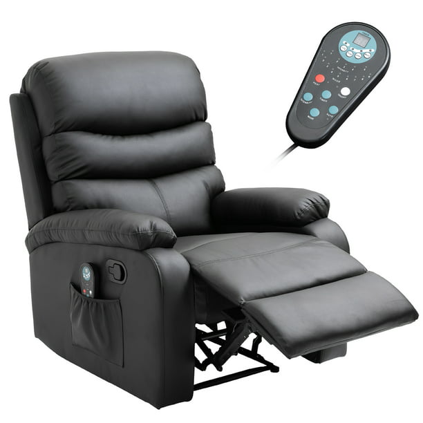 Homcom Manual Massage Recliner Chair With Heat And Remote Control 8 Massaging Points Pu