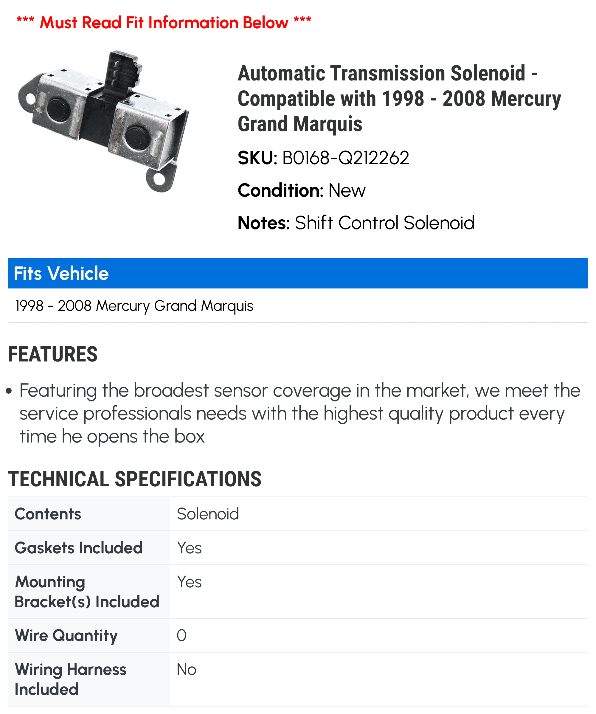 1998-2008 Automatic Transmission Control Solenoid F8AZ-7G136-AA
