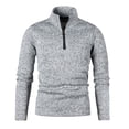 thumbnail image 2 of Men's Thermal Shirts Solid Color Zip Neck Turtleneck Base Layer Warm Winter Casual Layering Tops for Men Gray L, 2 of 5