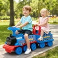 thumbnail image 2 of Gymax Ride on Train 6V Battery Powered Ride on Toy w/ Under-Seat Storage & Carriage Navy, 2 of 10