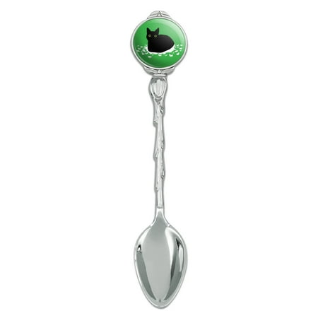 

Black Cat Sitting on Feathers Novelty Collectible Demitasse Tea Coffee Spoon