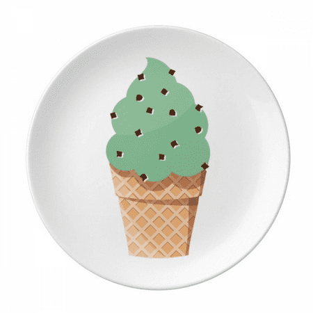 

Green Oatmeal Ice Illustration Plate Decorative Porcelain Salver Tableware Dinner Dish