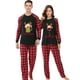 thumbnail image 2 of Winedeer-Conjunto de pijamas para parejas, ropa de dormir de Navidad, color gris, para hombre y mujer, 2 of 4