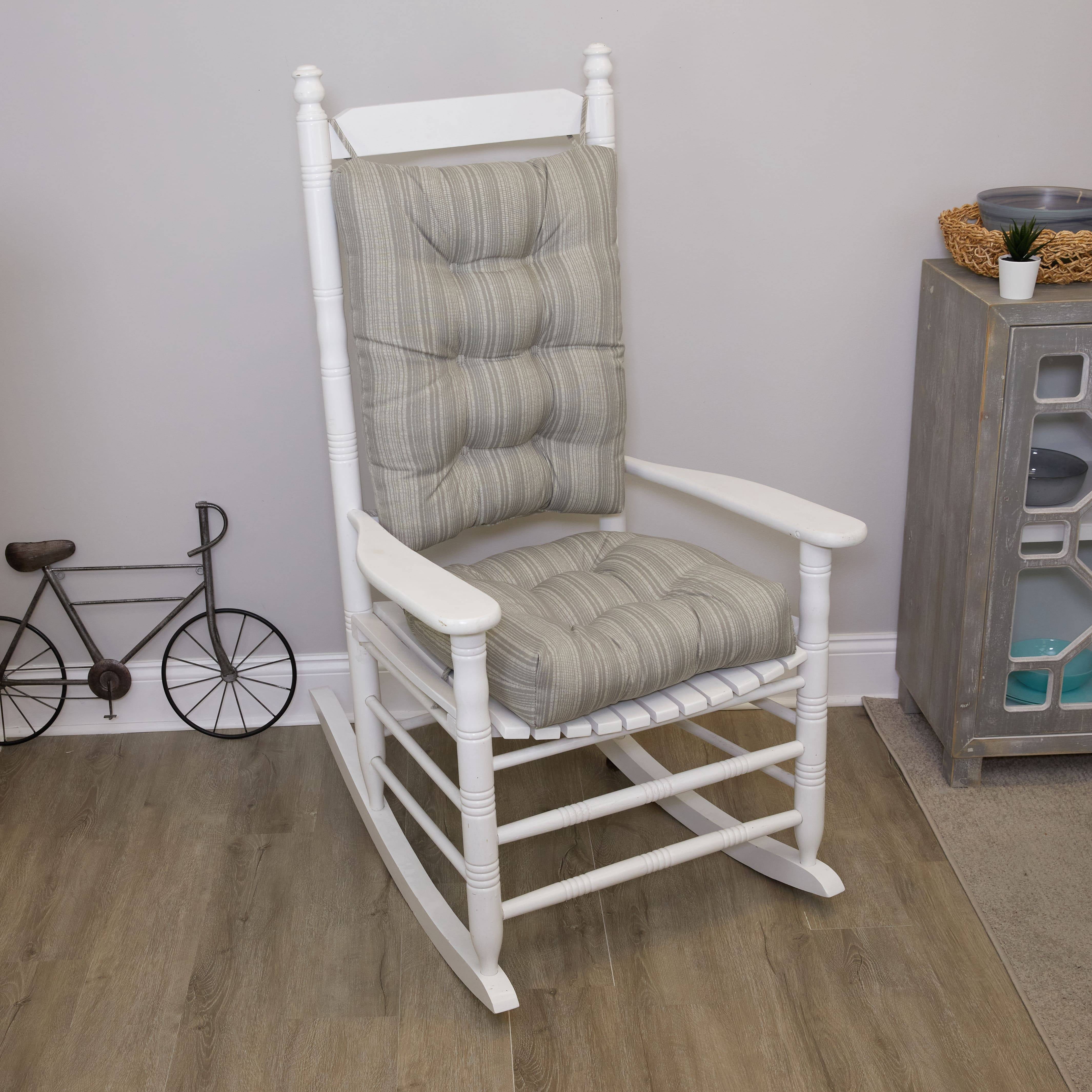 Klear Vu Indoor/Outdoor Boardwalk Stripe Rocking Chair Seat and Seatback Cushion Set