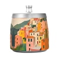 thumbnail image 7 of Yayeee Ashtray with Lid for Cigarette Smokeless Stainless Steel Home Ash Holder, Pink Cityscape Painting, 7 of 7