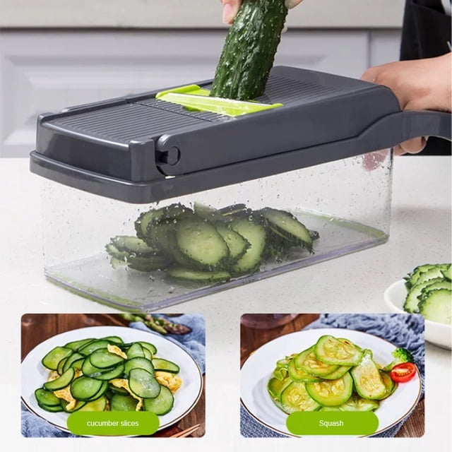 Cortadora de zanahoria y ajo 8 en 1, máquina multifuncional para cortar en cubitos para cocina casera