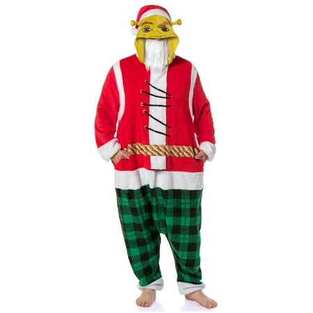 Shrek Santa Adult Unisex Fleece Hooded Kigurumi Costume Pajama Union Suit