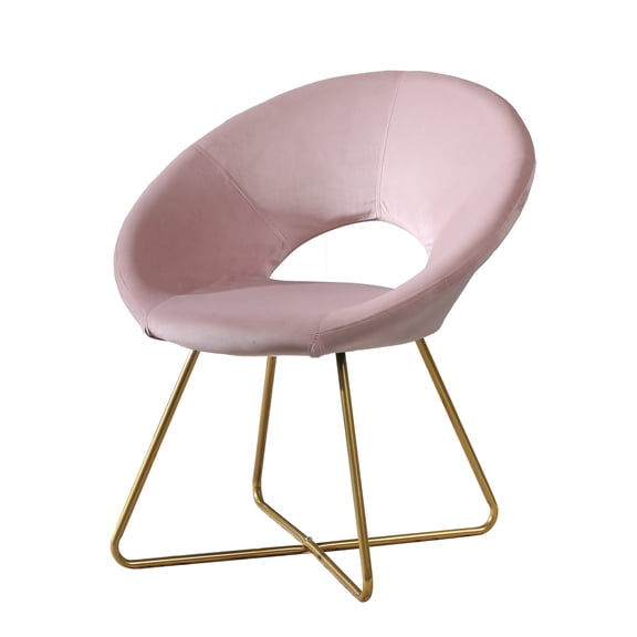 Pink Velvet Accent Chair with Gold Legs for Living Room, Modern Armchair with Curved Back, 28W x 25D x 31.5H