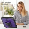 thumbnail image 3 of for Kids Rugged Heavy Duty Case for iPad 10th Gen 10.9 Inch 2022, Shockproof 360 Degree Rotatable Kickstand with Handstrap Protective Hybrid Cover Case for iPad 10th Generation, Purple, 3 of 12
