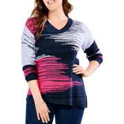 NIC+ZOE Plus Vivid Vibes Asymmetric Space Dye Sweater