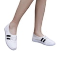 thumbnail image 2 of gzxflxpge Women's Striped Canvas Casual Shoes, Low Top Lace Up Lightweight Walking Sneakers White 5.5（CN-36）, 2 of 4
