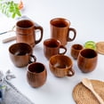 thumbnail image 2 of Farfi Water Cup Easy to Clean Anti-Fade Eco-friendly Minimalistic Handle Drink Water Various Styles Jujube Wood Water Mug Home Supply (Type B), 2 of 11