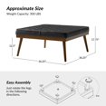 thumbnail image 7 of 37" Wide Genuine Leather Coffee Table Modern Square Ottoman Wooden Legs Home Living Room Black, 7 of 7