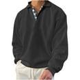 thumbnail image 3 of DDAPJ pyju Men's Long Sleeve Polo Sweatshirt Lapel V Neck Pullover Contrast Collar Golf Sweatshirts Business Casual Polos Black M, 3 of 6