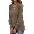 thumbnail image 2 of yoeyez Tunique en Tricot pour Femmes, Chandails à Manches Torsadées Patchwork, Col Ras du Cou Raglan, Chemises à Manches Longues, Hauts Mode Automne 2024, Brun, TG, 2 of 6
