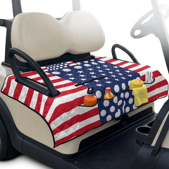 Pzuqiu Stars Stripes Dots Quilted Golf Cart Seat Covers Breathable Golf Cart Seat Cover Towel, Soft, Suitable for Outdoor, Fit for 2-Seater Golf Cart Seat