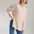 thumbnail image 7 of Women's Turtleneck Tunic Sweater, Womens Fall Sweaters, Long Sleeve Side Slit Casual Pullover Top, 7 of 7
