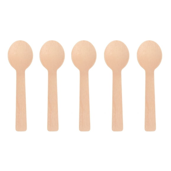 100 Pcs Cuillères en Bois Jetables Vaisselle de Fête Cuillères Naturelles Écologiques