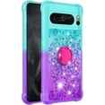 thumbnail image 3 of for Google Pixel 8 Pro Clear Case for Girls Women, Liquid Glitter Sparkle Bling Cute Case with Kickstand Gradient Quicksand Cover for Google Pixel 8 Pro JB Bluish Violet, 3 of 14