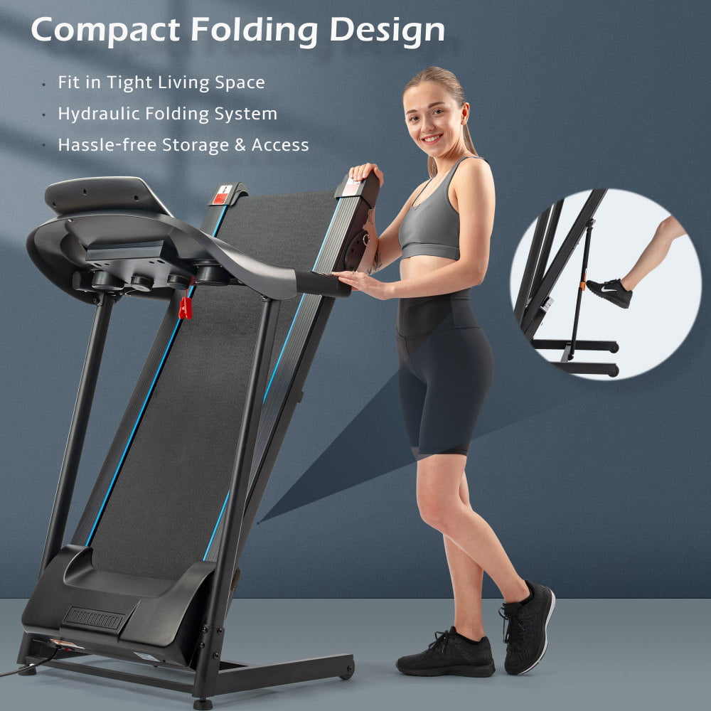 Cartkningts Treadmill Folding Running Machine Electric Motorized Treadmill for Home Exercise with 3 Level Incline LED Display with Heart Rate Monitor 