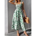 thumbnail image 3 of XINQIHANG Womens Mini Dress Summer Casual Puffy Sleeve Off Shoulder Elastic Waist Aline Flowy Ruffle Dresses, 3 of 7