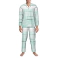 thumbnail image 3 of Fuzoiu Flowers And Turquoise Wooden Print Men's Long-Sleeved Pajama,Lounge Button Down Nightwear,Mens Notch Collar Pajama Set -Medium, 3 of 7