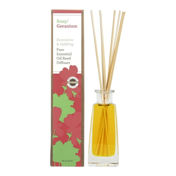100% Pure Essential Oil 3 OZ REED DIFFUSER, ROSY GERANIUM