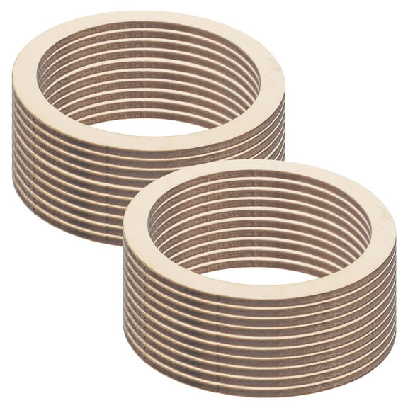 Pawsdot 20Pcs Wooden Circle Rings Brown DIY Wooden Hoops for Crafts and Decor