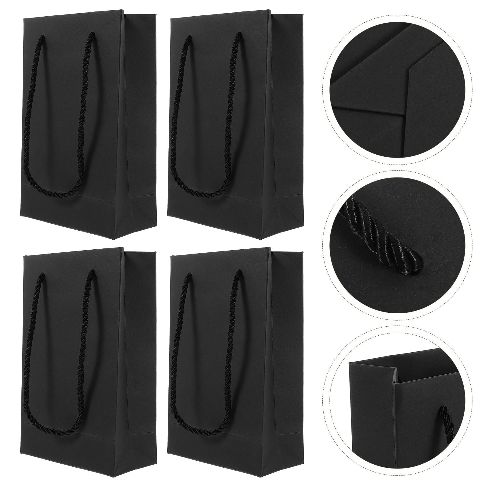 WRITWAA 10Pcs Handheld Black Paper Bags for Wrapping Small Presents and Party Favors