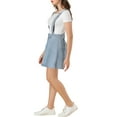 thumbnail image 4 of MODA NOVA Junior's Denim Mini Skirts Button Front Casual Suspender Skirt Blue 11, 4 of 6